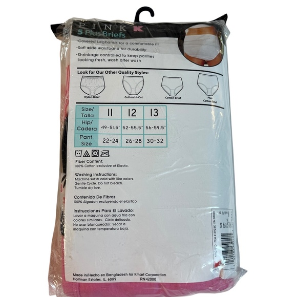 Kmart PINK Briefs Underwear Womens Plus Sz 13 Cotton 5 Pack Pink Black Floral - Picture 6 of 13
